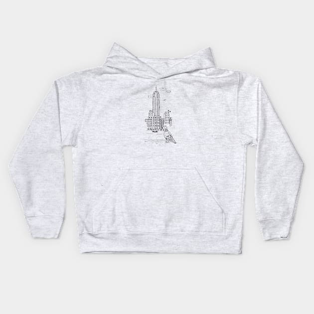 Empire State Pigeon Kids Hoodie by Das Brooklyn